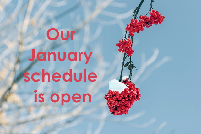 Our January schedule is open